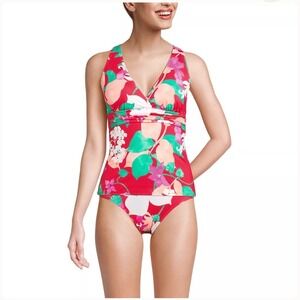 Lands' End  V-Neck Plunge X Back Tankini
Top Sz M New